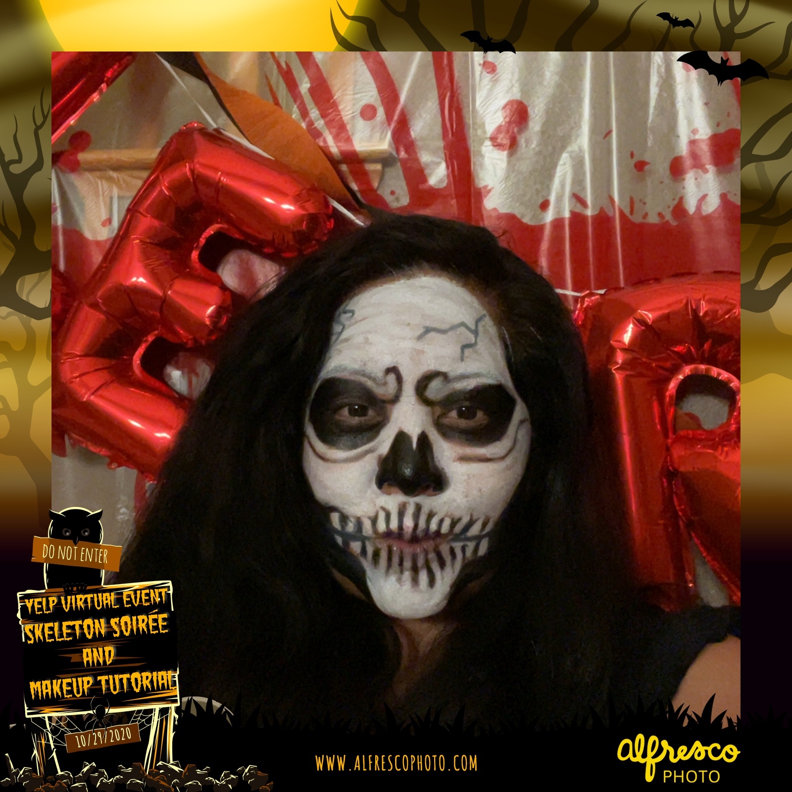 Yelp Skeleton Makeup Tutorial | View more photos from the event at events.alfrescophoto.com/u/AlfrescoPhoto/Yelp-Skeleton-Makeup-Tutorial